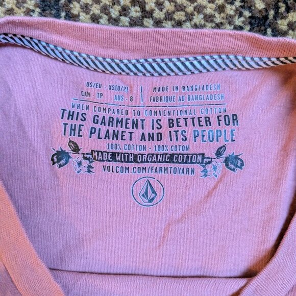 Volcom Men's Iconic Stone Long Sleeve T-Shirt Pink Size XS 100% Cotton Lounge - Picture 5 of 9